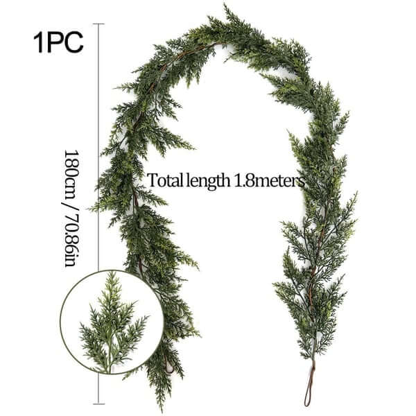 ⛄2025 Christmas Artificial Cypress Leaf Vine Wreath🎄(1.8m)