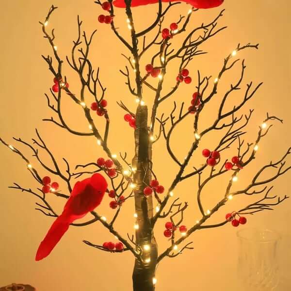 🐦Vintage Glowing Tree with Cardinals