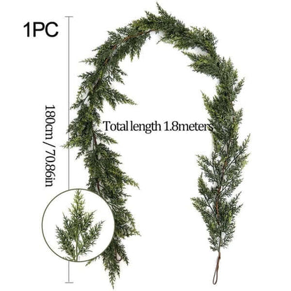 ⛄2025 Christmas Artificial Cypress Leaf Vine Wreath🎄(1.8m）