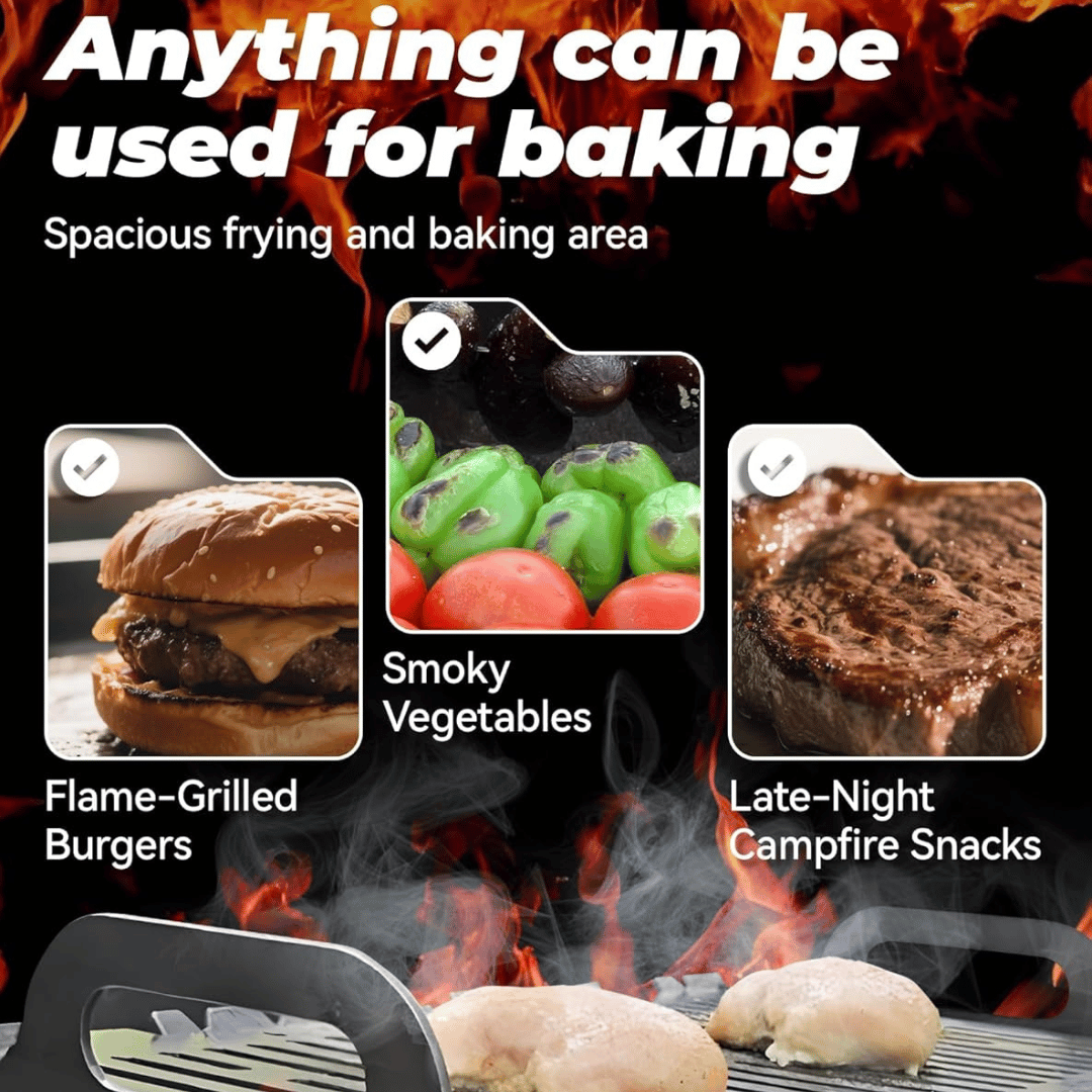 💥Slot Grill - Collapsible BBQ Grill for Easy Storage Steel