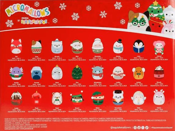 🎅 Early Christmas Sale🎅2026 Squishmallows 24-Day Micromallows Holiday Plush Advent Calendar